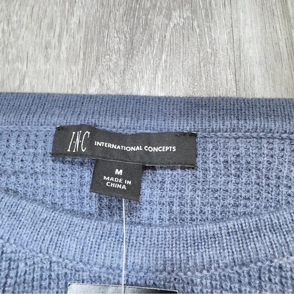 INC Textured Blue Knit Sweater M - Picture 3 of 7